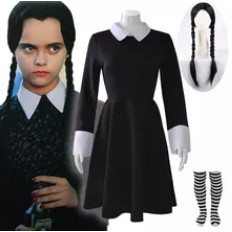 Wednesday Addams Strój Sukienka peruka przebranie