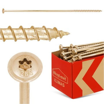 100x WKRĘTY CIESIELSKIE 6x260 DREWNA TORX TALERZOWE ŚRUBY PODKŁADKOWE OCYNK