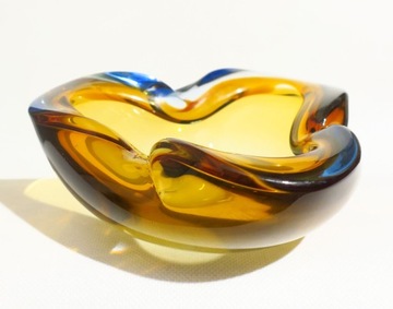 PATERA MURANO SKRĘCONA NIEBIESKO ŻÓŁTA 16 x 16 CM