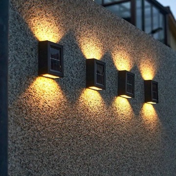 4x LAMPA SOLARNA LED ELEWACYJNA ŚCIENNA TARAS ZEWNĘTRZNE LAMPY WODOODPORNE