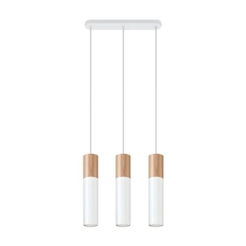 Lampa wisząca zwis tuba potrójna drewno PABLO 3