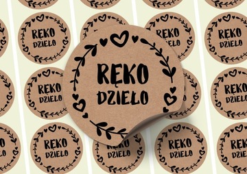 Naklejki RĘKODZIEŁO - Fi50 - EKO KRAFT - x200 sztuk - 5 cm