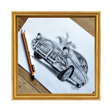Рисунок автомобиля карандашом по фотографии, подарок, формат А4