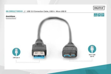 Kabel połączeniowy USB 3.1 Gen.1 SuperSpeed 5Gbps Typ USB A/microUSB B M/M