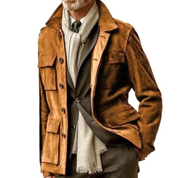 Men's Retro Trench Coat with Multi-pockets Functio