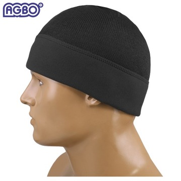 CZAPKA ZIMOWA WOJSKOWA WP WZ.420Z-MON Wełna MERINO Dwustronna Czarna 54-55