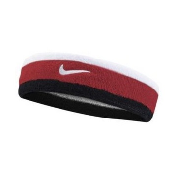 Sportowa opaska na głowę Nike Swoosh biało-czerwono-czarna