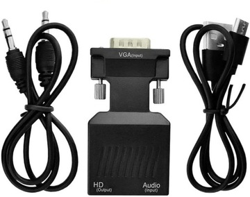 Адаптер-конвертер VGA D-SUB в HDMI + аудио-звуковой адаптер