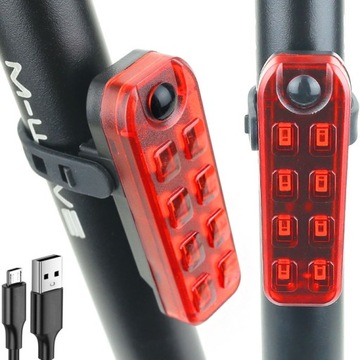 Lampka, Lampa rowerowa tylna na tył USB 300lm - LED