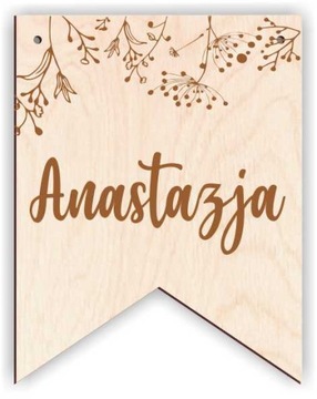 Деревянный вымпел с именной гирляндой ТАБЛИЧКА имя дня рождения один год