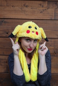 ПЛЮШЕВАЯ ШАПКА ПИКАЧУ С ПОДВИЖНЫМИ УШАМИ СВЕТИТСЯ