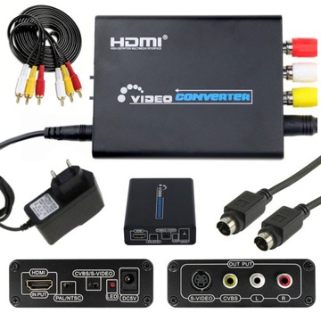 KONWERTER z HDMI PAL/NTSC na do S-VIDEO RCA AV 3x