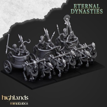 Ancient Skeletal Chariots - Highlands Miniatures - 3 rydwany