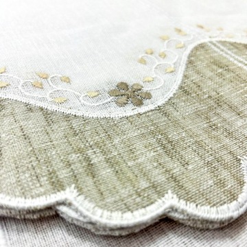 Firanka Kuchnia Biała Zazdrostka Beż Haft wysokość 40 cm