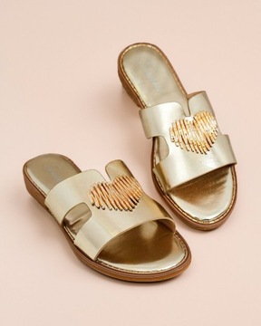 ЖЕНСКИЕ ТАПОЧКИ ЗОЛОТЫЕ С ДЕКОРАЦИЕЙ OLIS 39