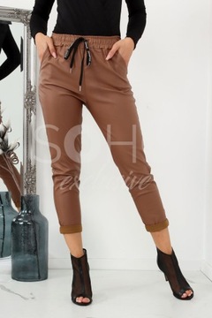 БРЮКИ С ВЫСОКОЙ ПОСАДКОЙ РЕЗИНОВЫЕ КОЖАНЫЕ ЦВЕТА 42 XL 2334