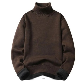 Autumn Winter Fleece Turtleneck Sweater Men Fashio