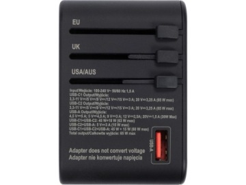 АДАПТЕР ПИТАНИЯ ДЛЯ ПУТЕШЕСТВИЙ YATO ДЛЯ БОЛЕЕ ЧЕМ 150 СТРАН USB-C PD 65W Q.C. 3.0