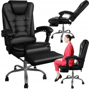Fotel Obrotowy Ergonomiczny Biurowy Krzesło Biurowe Obrotowe z Podnóżkiem