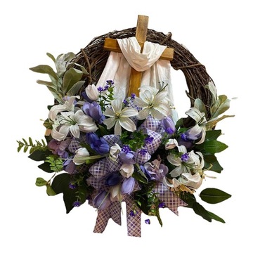 Большой пасхальный венок на входную дверь, 40 см.
