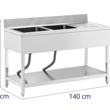 Раковина для бассейна, две чаши, с крылом, полкой и бортиком, 140 x 60 x 97 см