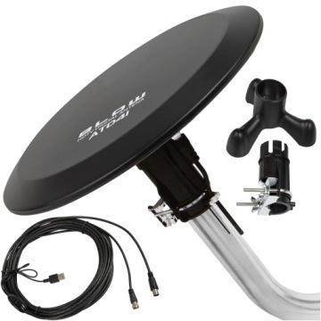 AKTYWNA ANTENA WEWNĘTRZNA ZEWNĘTRZNA DOOKÓLNA 360 DVB-T2 TV 4K DAB MUX-8