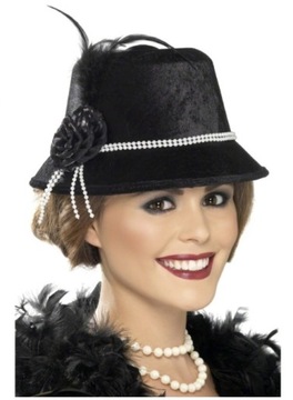 Kapelusz Damy Dama Flapper Czarny Lata 20 20 40