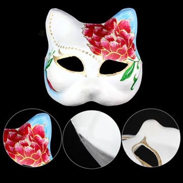 10 sztuk biała papierowa maska kota kot do samodzielnego malowania