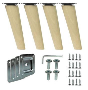 NOGI NÓŻKI DREWNIANE SKOŚNE 15 CM SM150 + BLACHY