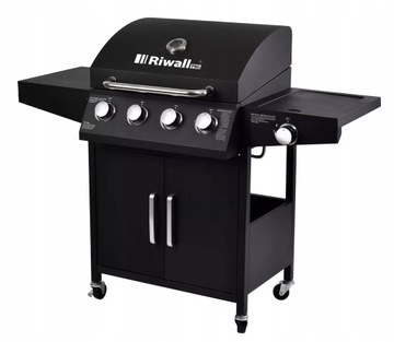 Grill gazowy Riwall Szwagier 0,5l - 5 palnikowy 4+1 + pokrowiec + sztućce
