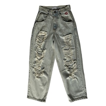 PLNY LALA | JASNE SPODNIE JEANSY MOM JEANS Z DZIURAMI RODEO | R. S