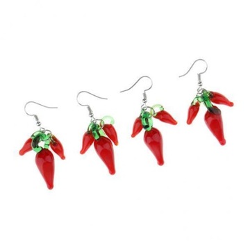 9x2 pary Szklany Chilli Pepper Dangle