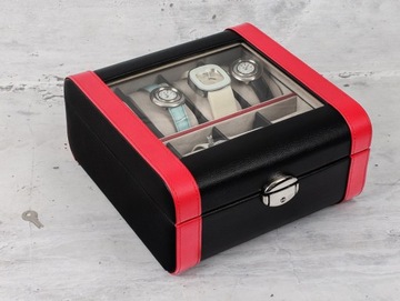 Контейнер-коробка, футляр для часов, черно-красный