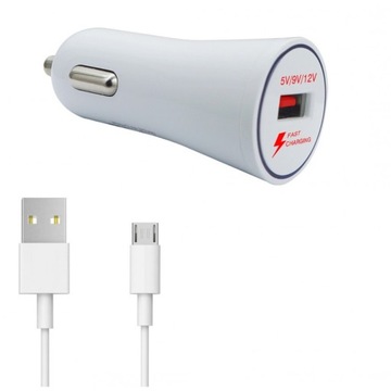 Ładowarka samochodowa 2,4A Q.C 3.0 + Micro USB