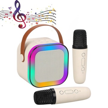 BEZPRZEWODOWY PRZENOŚNY ZESTAW DO KARAOKE GŁOŚNIK BLUETOOTH + 2x MIKROFON