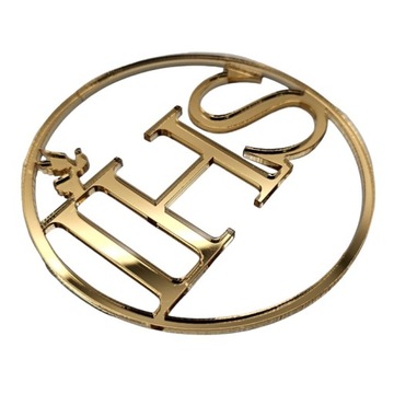 Топпер для торта золотой ДЕКОР для причастия IHS золотое зеркало для причастия 8см