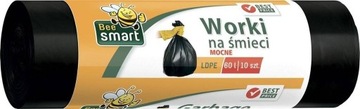 Worki na śmieci MOCNE CZARNE 60L 10 sztuk