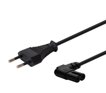 Kabel zasilający 2pin, C7 kątowy męski, 3m, CL