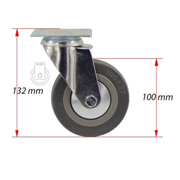 Комплект колесиков fi 100, 4 шт., полка для шкафа 4x1PPGUM100