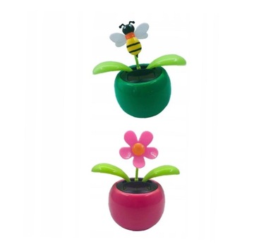2x Solar Powered Bobble Plant Dancing For Eco Car