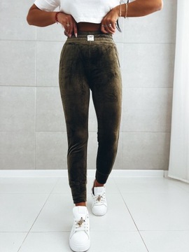 OCIEPLANE Spodnie welurowe DRESY welur szeroki pas 7789 szary S/M