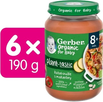 GERBER Organic 100% warzywne ratatouille z makaronem 6×190 g