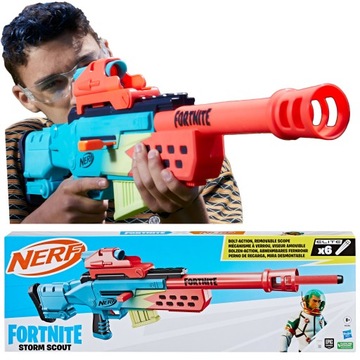 NERF ZESTAW FORTNITE STORM SCOUT SNAJPERKA ELEKTRONICZNA TARCZA 36 STRZAŁEK