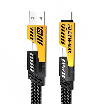 MOCNY KABEL PRZEWÓD TYP USB-C MICRO USB LIGHTNING 65W DO ŁADOWANIA TELEFONU