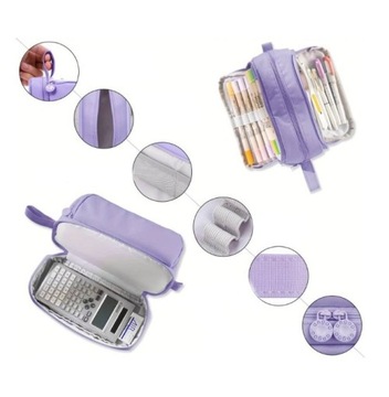 фиолетовый ШКОЛА Пенал с четырьмя отделениями, многофункциональный, вместительный