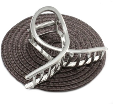 SPINKA DO WŁOSÓW KLAMRA METALOWA SZCZĘKA SREBRNA PĘTLA 8 cm