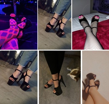 SEKSOWNE CZÓŁENKA CZARNE SZPILKI DAMSKIE NA PLATFORMIE BUTY SexyHeels r.40