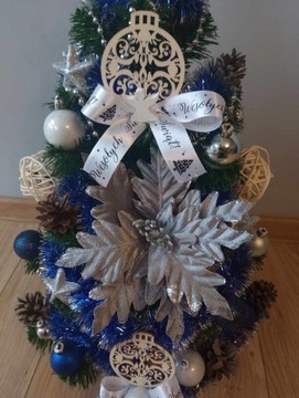 CHOINKA mała z dekoracją ubrana z lampkami 60 cm