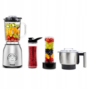 4w1 Blender kielichowy Szklany Yoer + MŁYNEK + 2 Bidony INOX 2,4L 1800W XXL