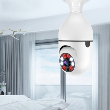 KAMERA WIFI WEWNĘTRZNA OBROTOWA ŻARÓWKA GWINT E27 IP 3MP TUYA MONITORING